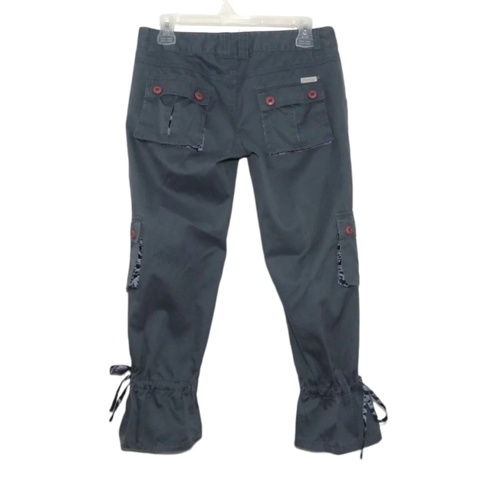 Billabong Gray Cargo Capri Pants with Ties Size 5
